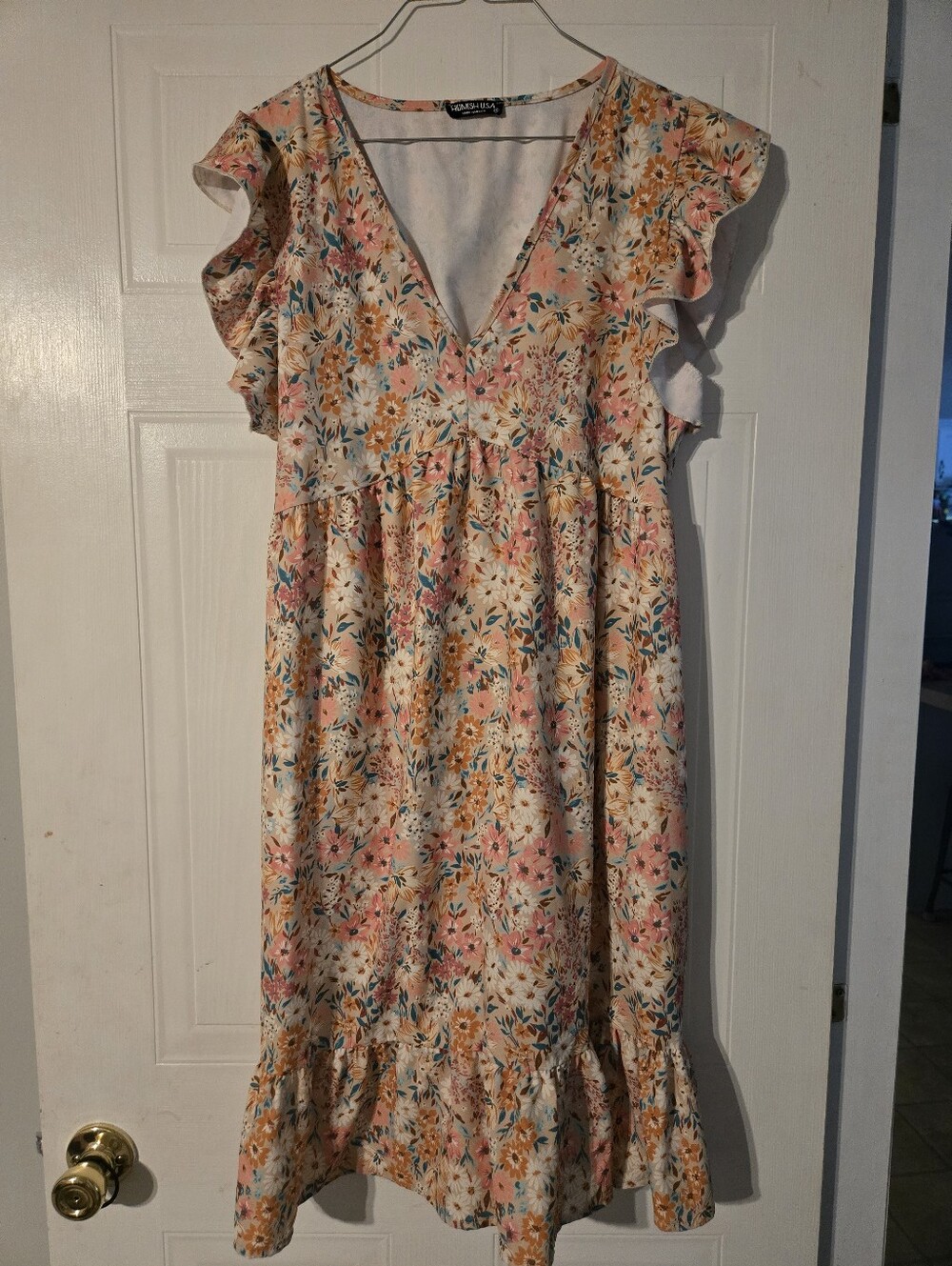 Unbranded Girls' Pastel Floral Ruffle Dress - Pink & Yellow